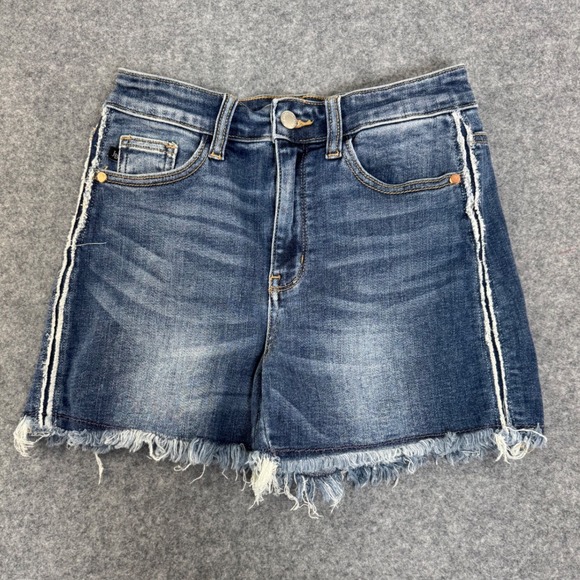 Judy Blue Distressed Denim Cutoff Shorts Womens Size Small Raw Hem Blue - Picture 3 of 11
